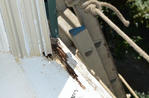 Damaged window sill.