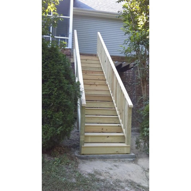 Staircase from the bottom concrete pad.